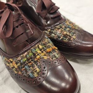 Sz 9 Clarks Narrative Hamble Oak Brogues Wing Tip Burgundy Shoes